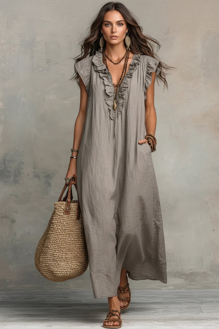Women's Bohemian Ruffle Maxi Dress