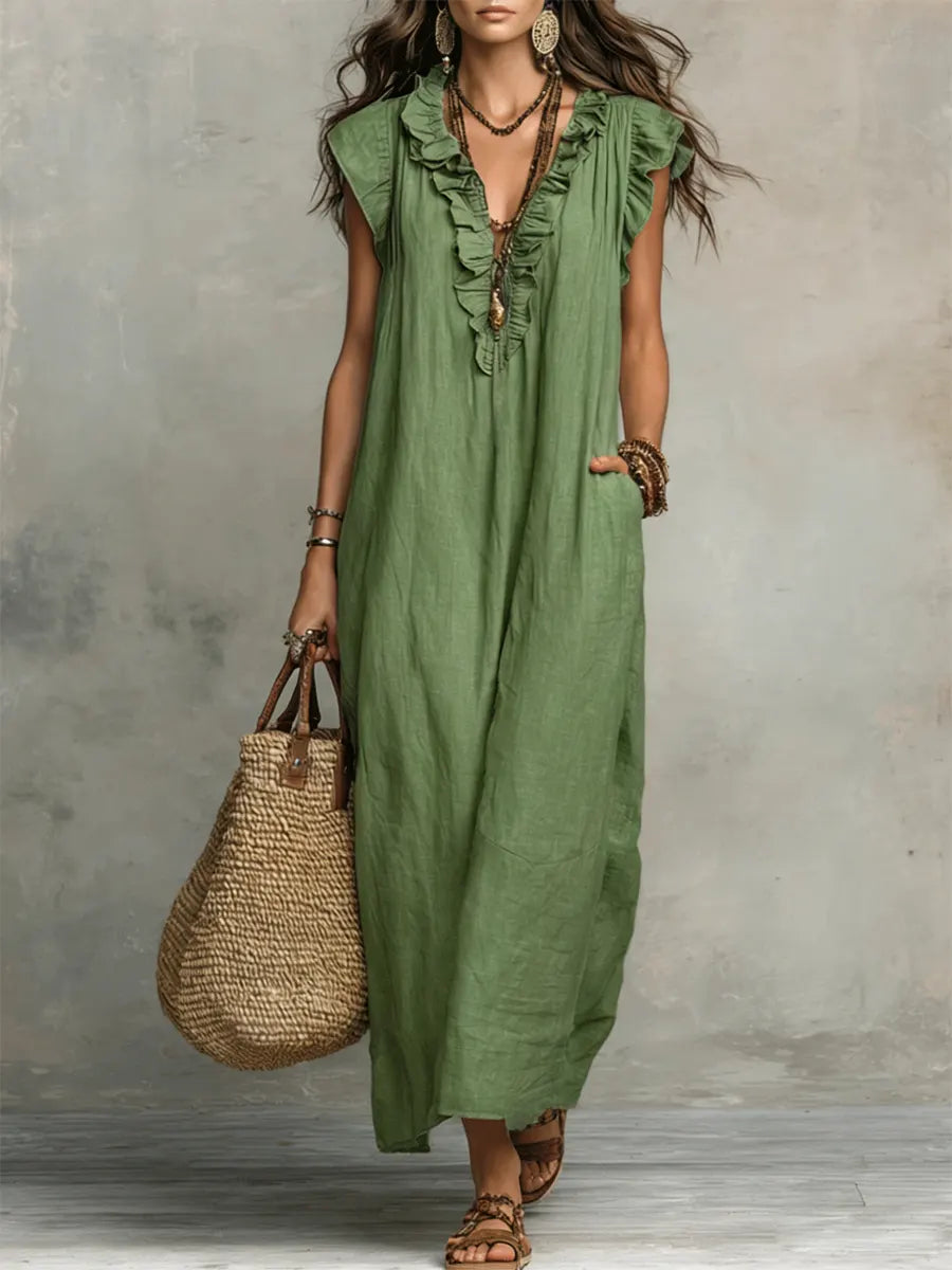 Women's Bohemian Ruffle Maxi Dress