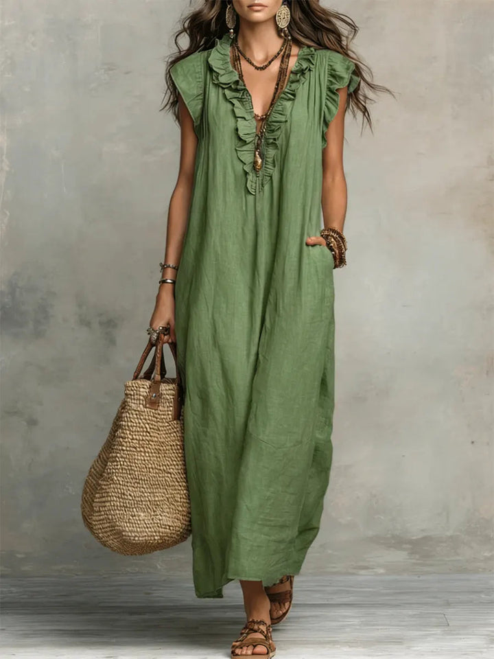 Women's Bohemian Ruffle Maxi Dress