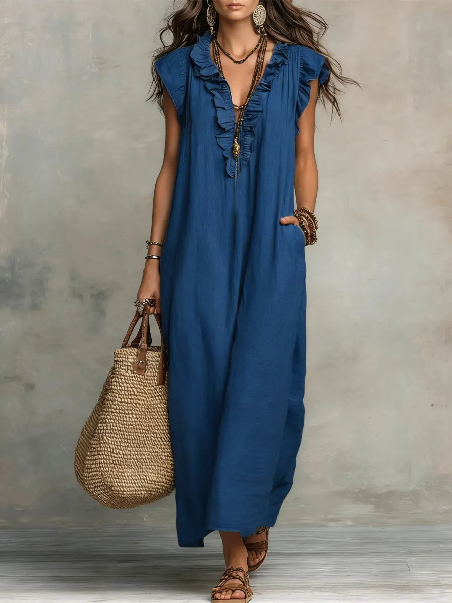 Women's Bohemian Ruffle Maxi Dress