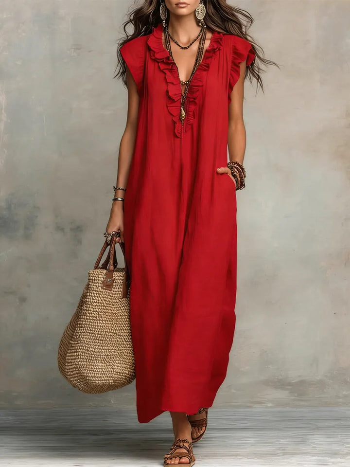 Women's Bohemian Ruffle Maxi Dress