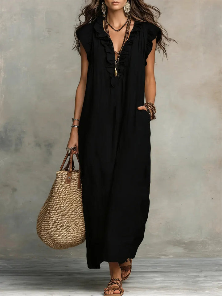 Women's Bohemian Ruffle Maxi Dress