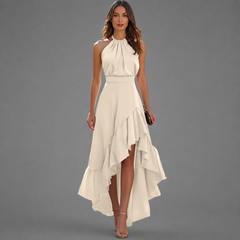 Rosemarie | Women's Ruffle Hem Halter Maxi Dress