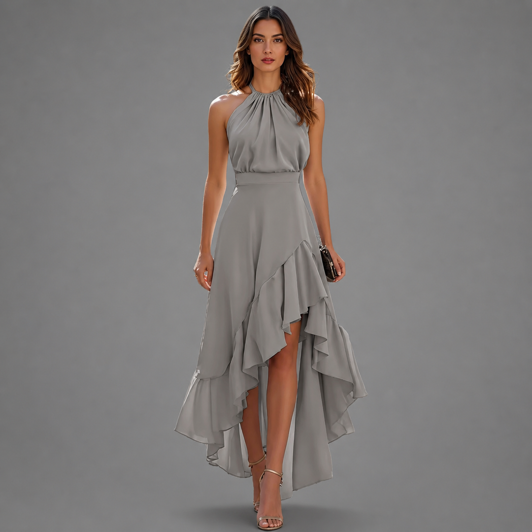 Women's Ruffle Hem Halter Maxi Dress