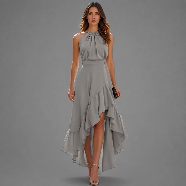 Women's Ruffle Hem Halter Maxi Dress