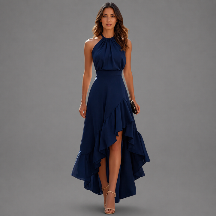 Women's Ruffle Hem Halter Maxi Dress