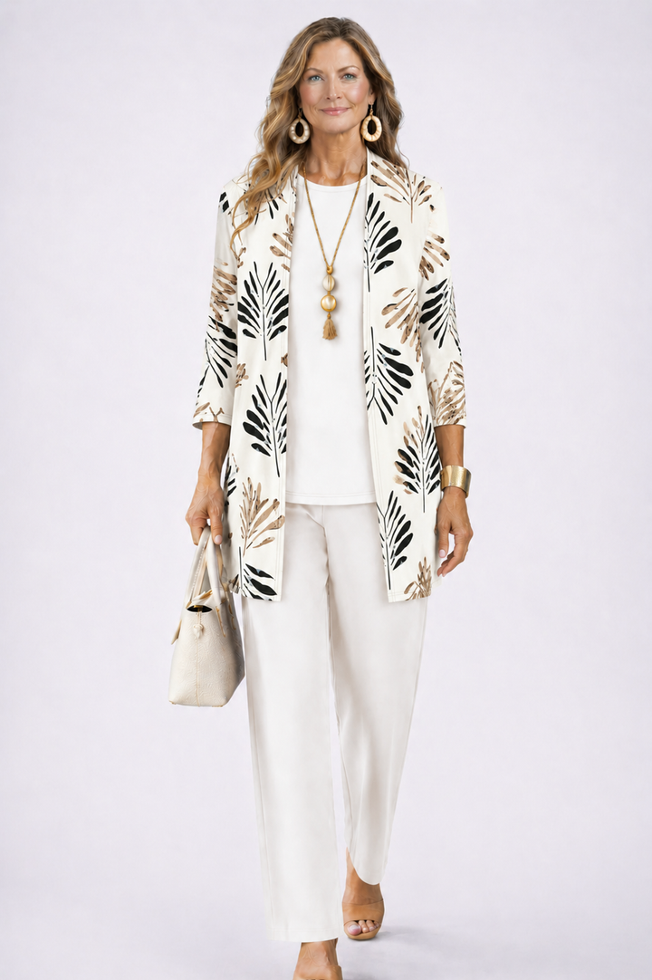Women's Three Piece Printed Cardigan Set