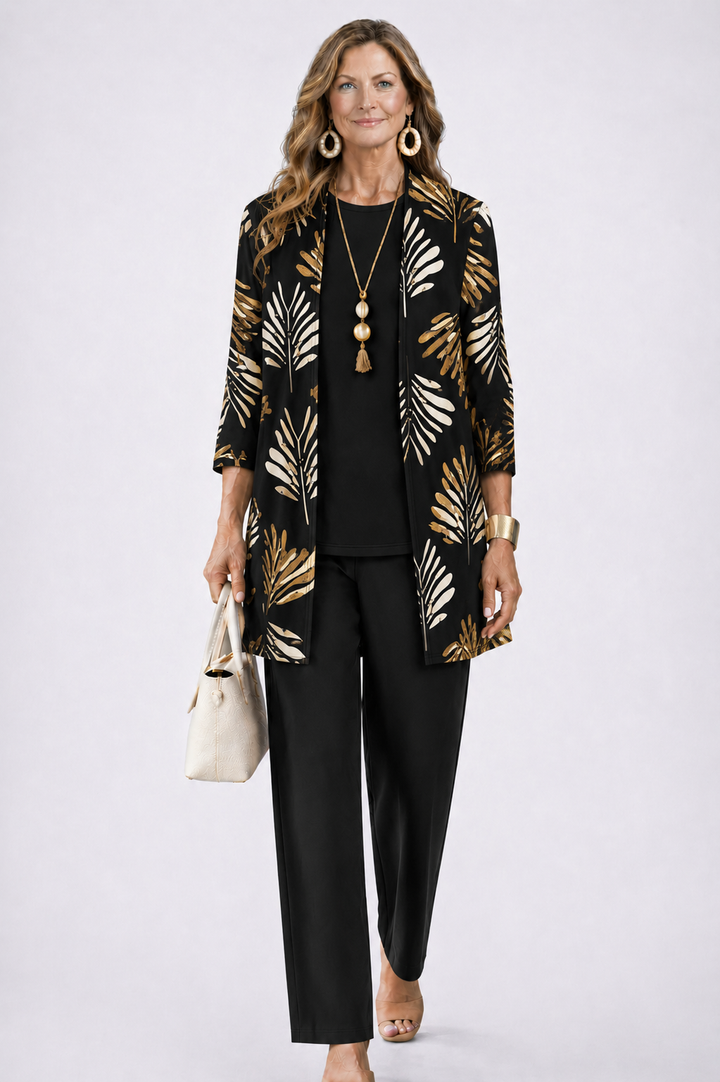 Women's Three Piece Printed Cardigan Set