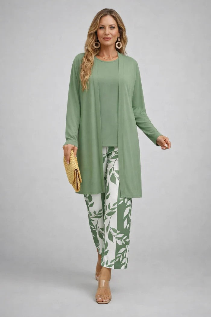 Women's Three Piece Printed Cardigan Set