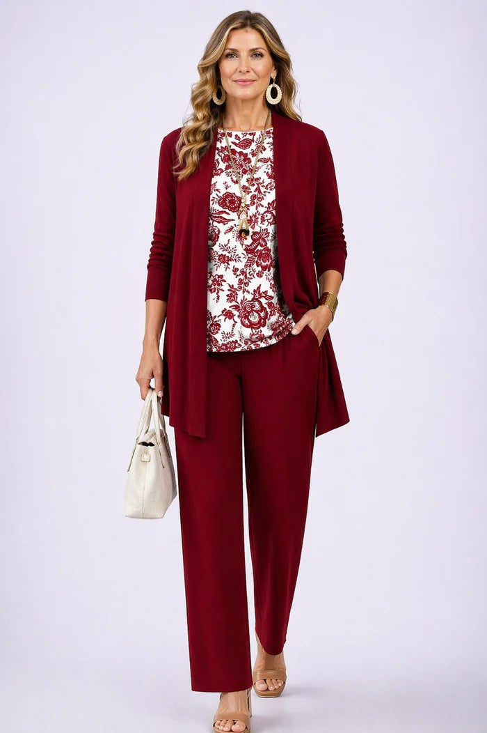 Women's Three Piece Printed Cardigan Set