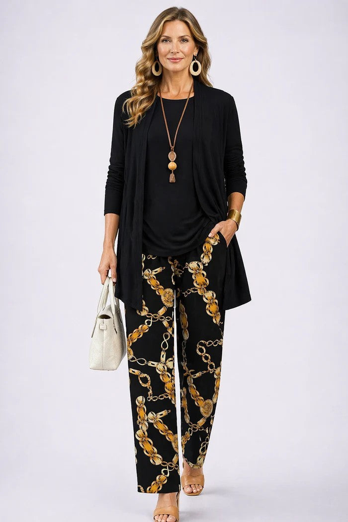 Women's Three Piece Printed Cardigan Set