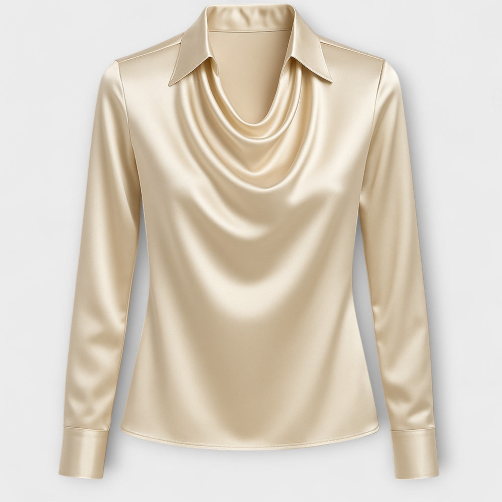 Women's Collared Cowl Neck Blouse