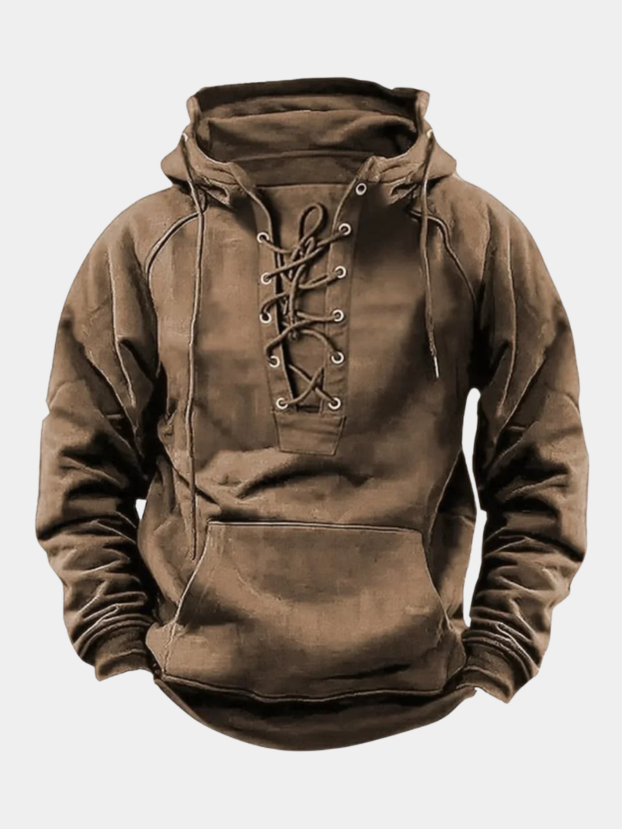 Men's Heavyweight Lace Neck Hoodie