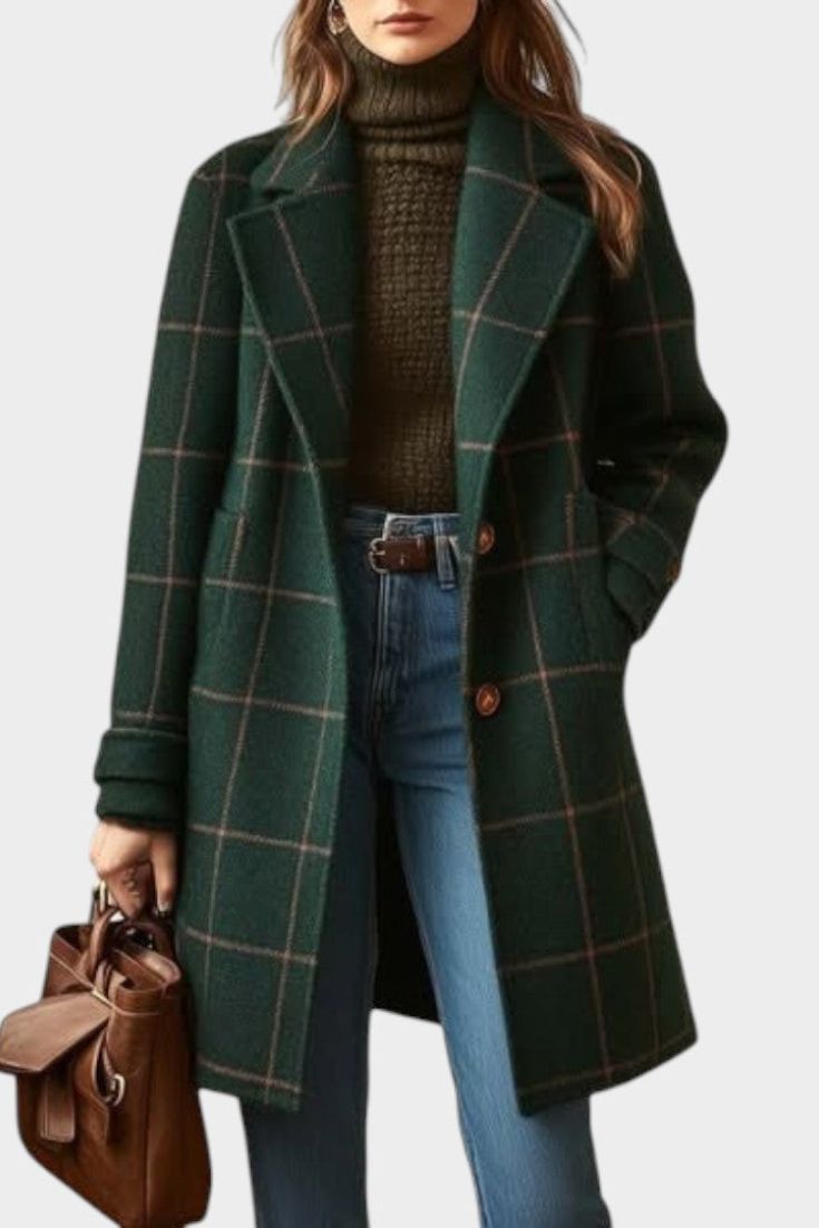 Women's Tailored Check Print Coat