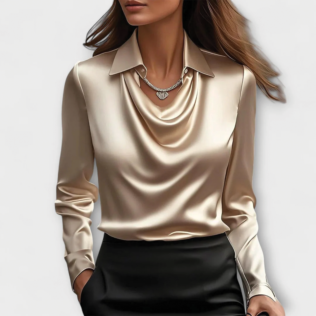 Women's Collared Cowl Neck Blouse