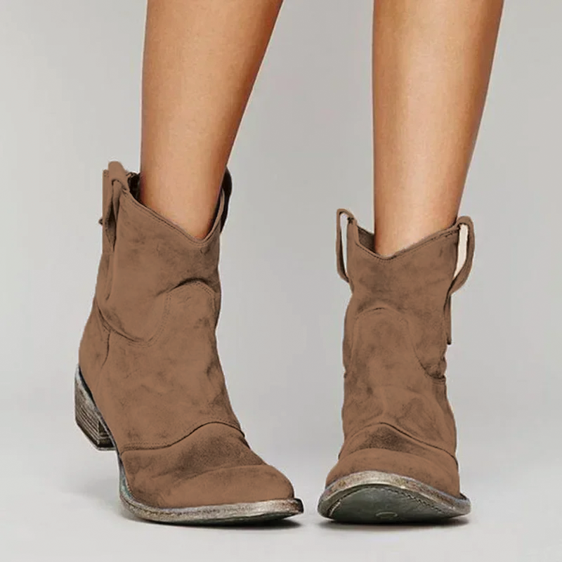 Women's Block Heel Western Ankle Boots