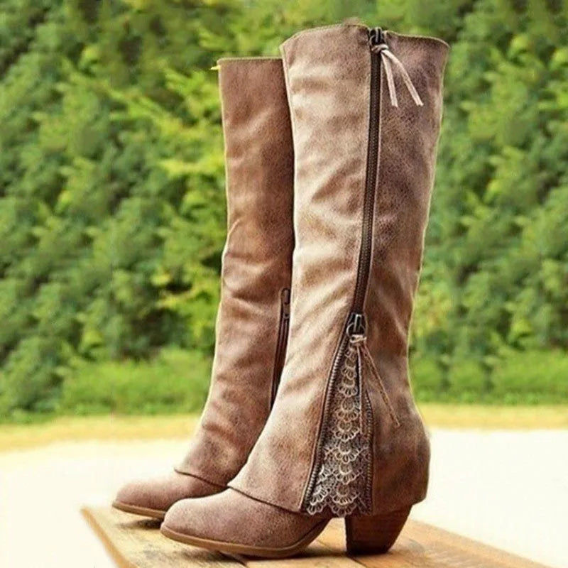 Women's Block Heel Knee High Boots
