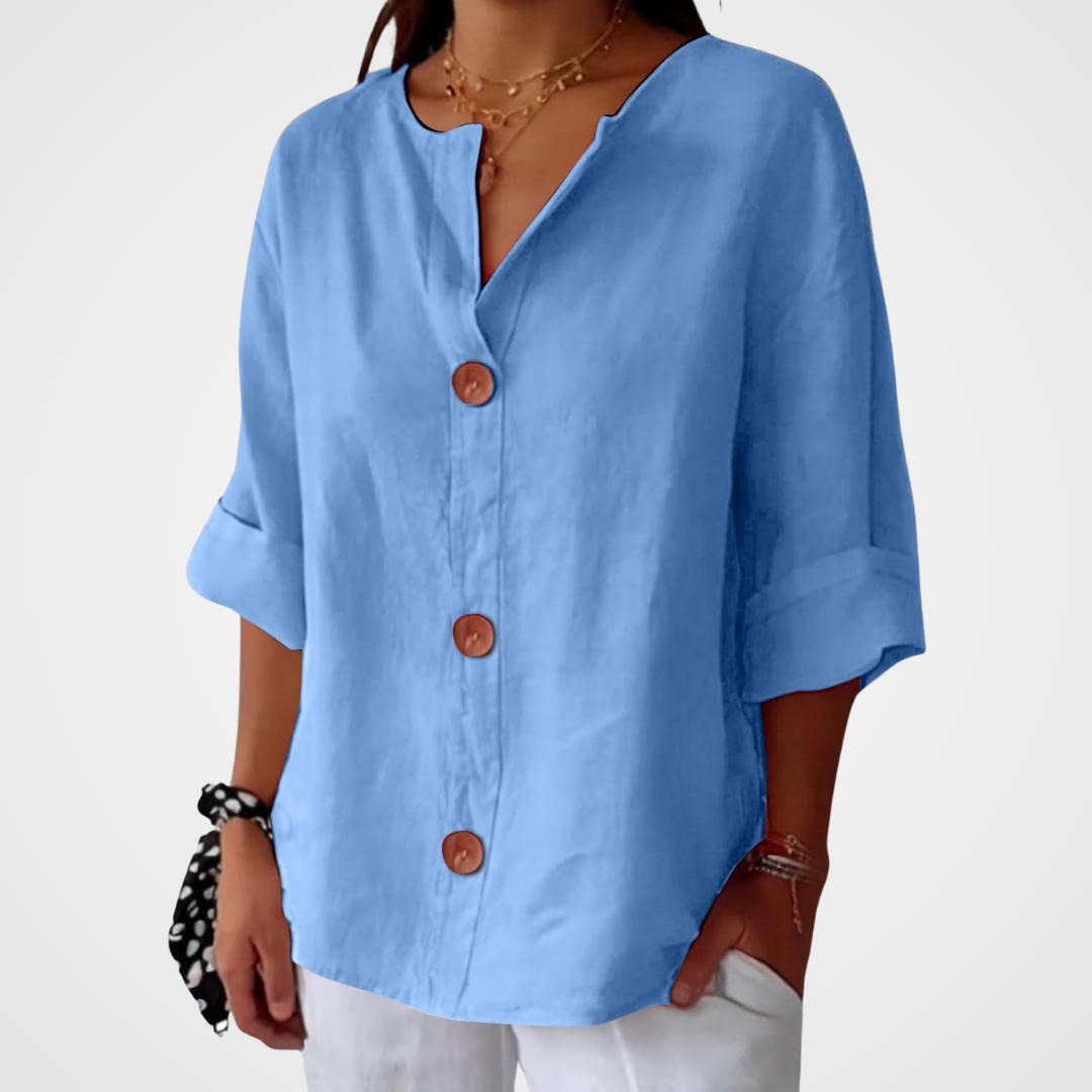 Women's Roll Sleeve Button Up Blouse
