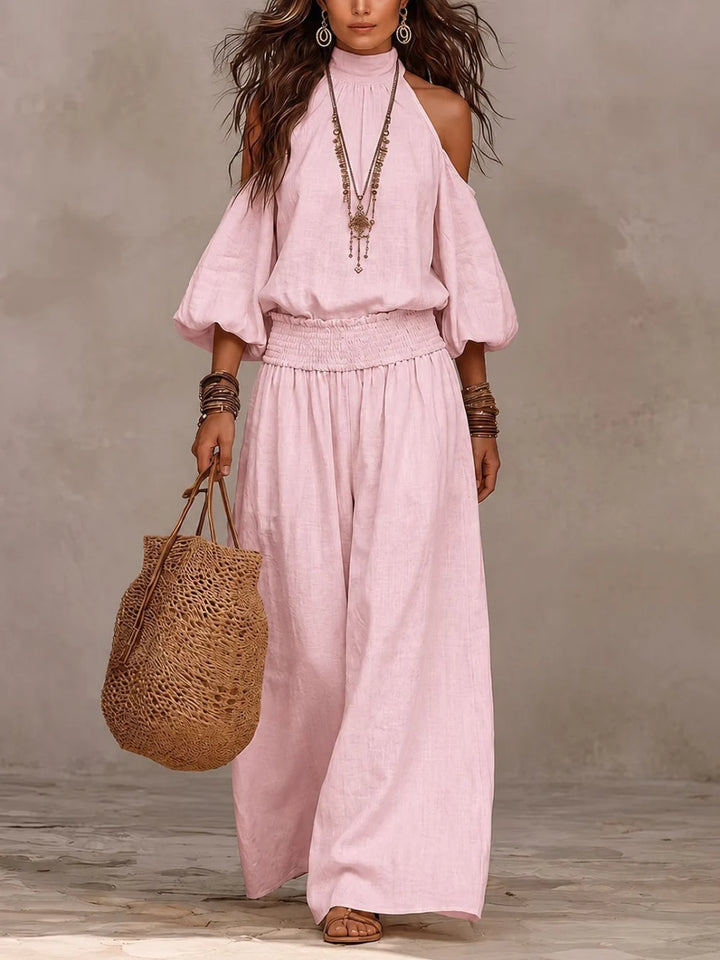Women's Wide Leg Puff Sleeve Jumpsuit
