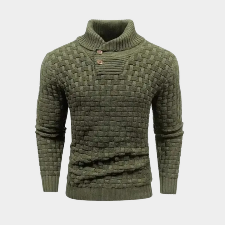 Men's Braided Texture Stand Collar Sweater