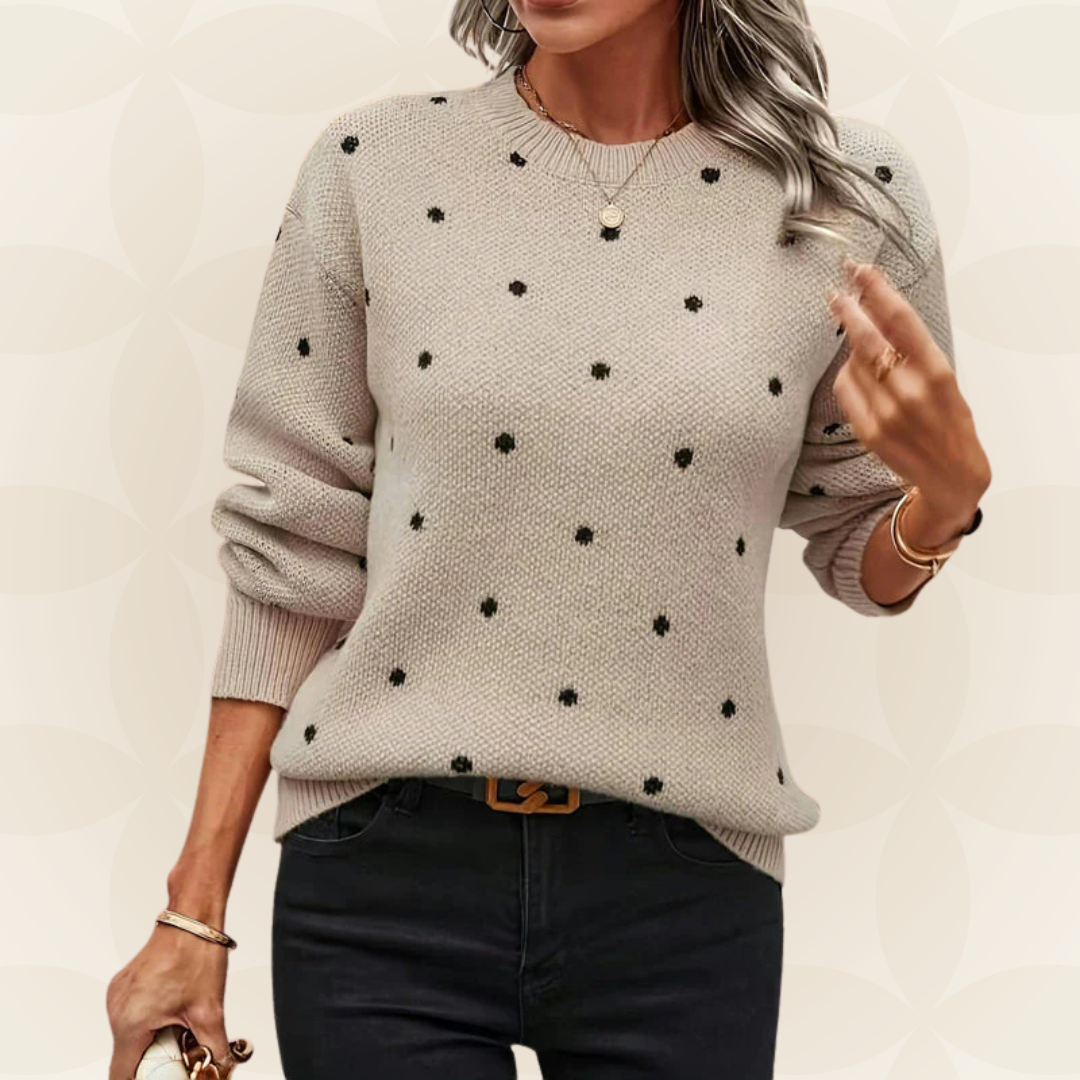 Women's Polka Dot Round Neck Sweater