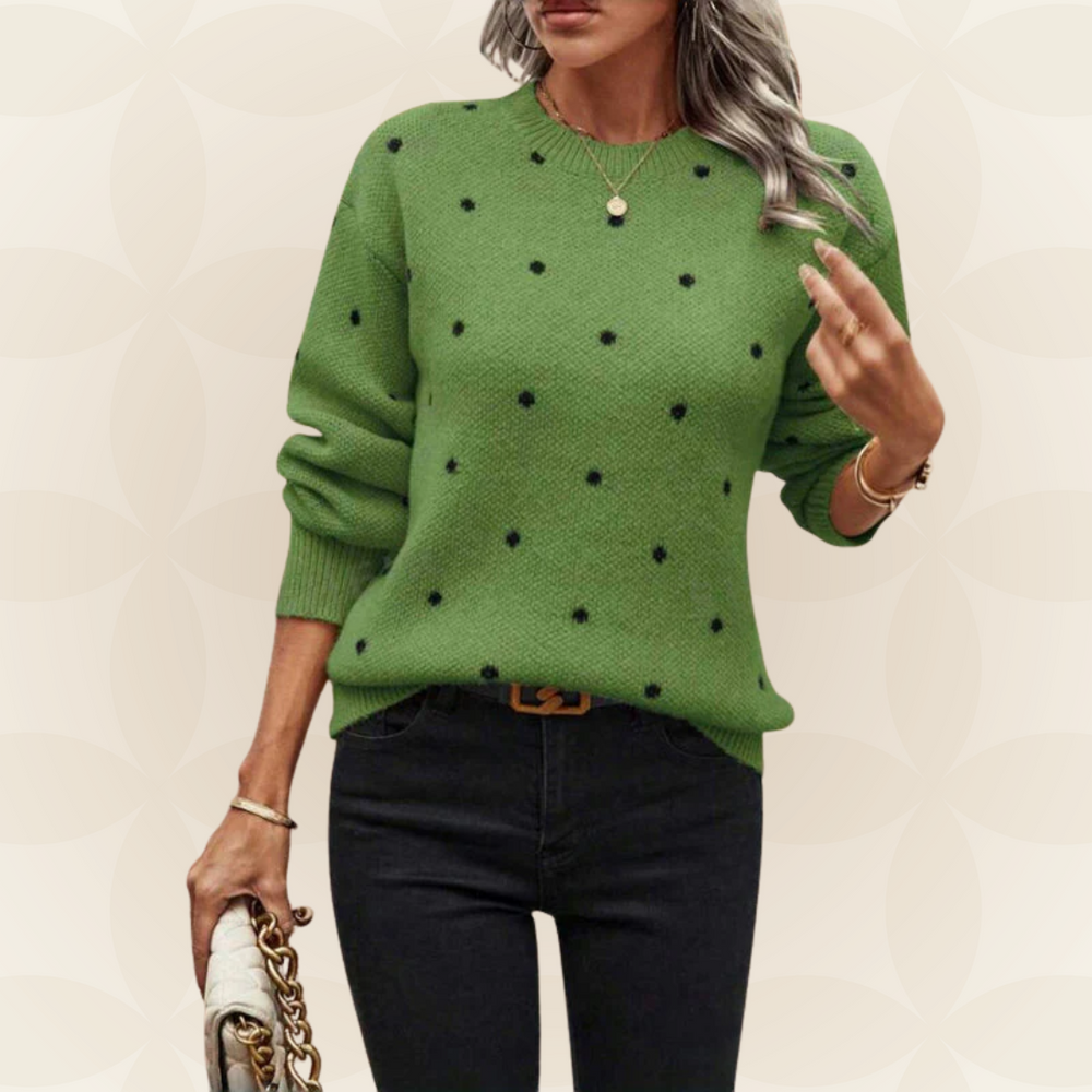Women's Polka Dot Round Neck Sweater
