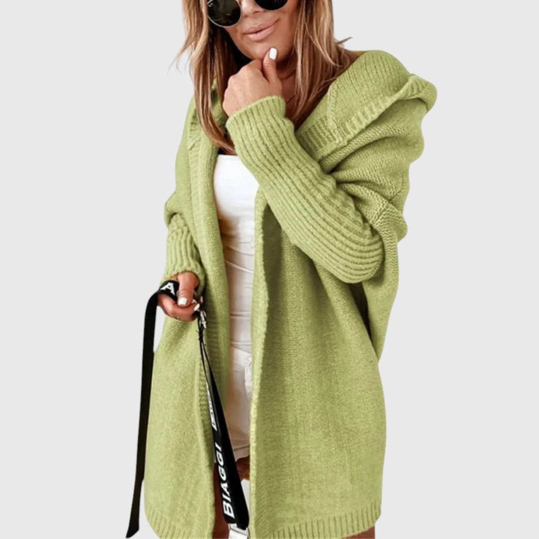 Women's Hooded Long Knit Cardigan