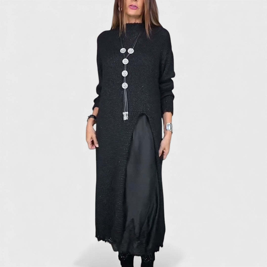 Women's Draped Dress and Knit Sweater Set