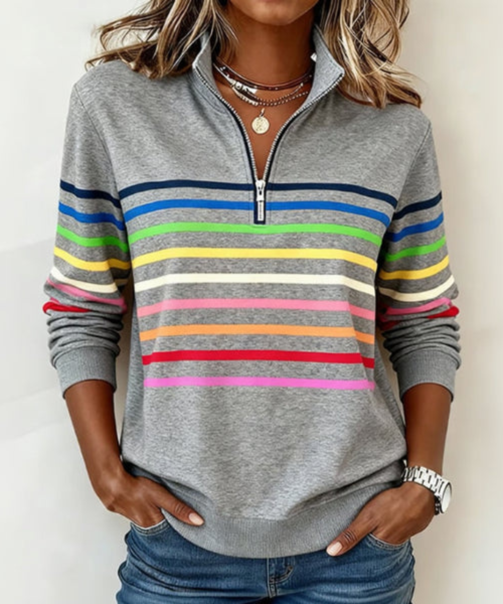 Women's Striped Quarter Zip Pullover