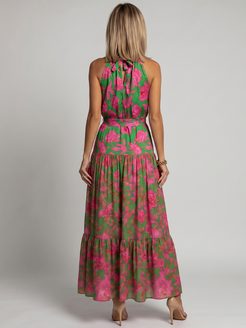 Women's Draped Halter Midi Dress
