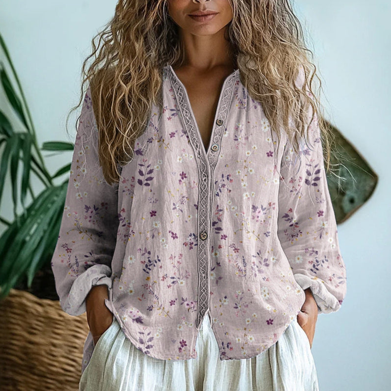Women's Leaf Print Button Front Shirt