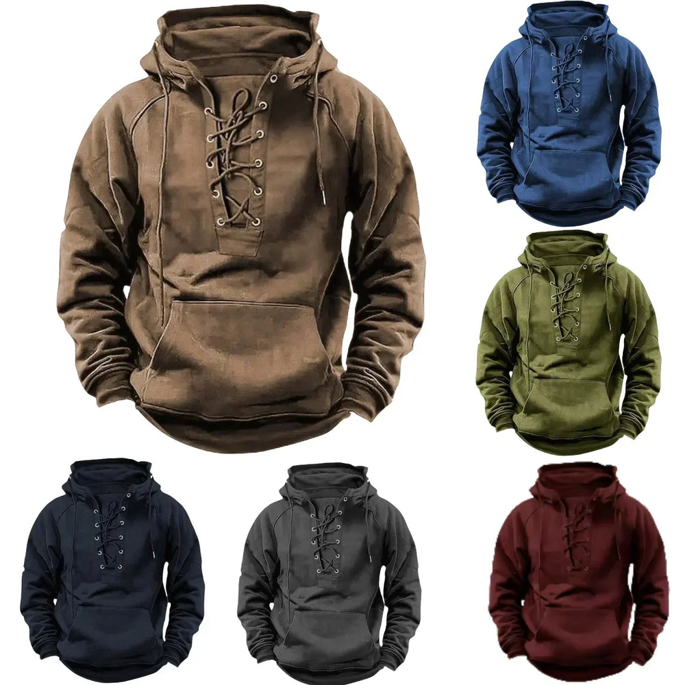 Men's Heavyweight Lace Neck Hoodie