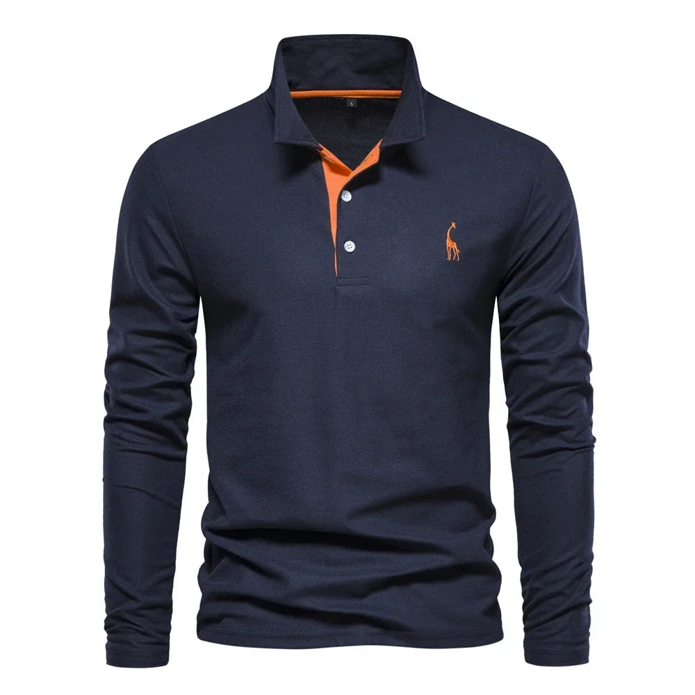 Men's Long Sleeve Embroidered Polo