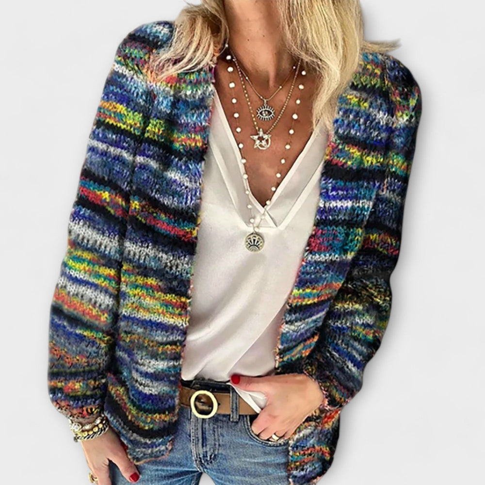 Women's Printed Open Front Knit Cardigan