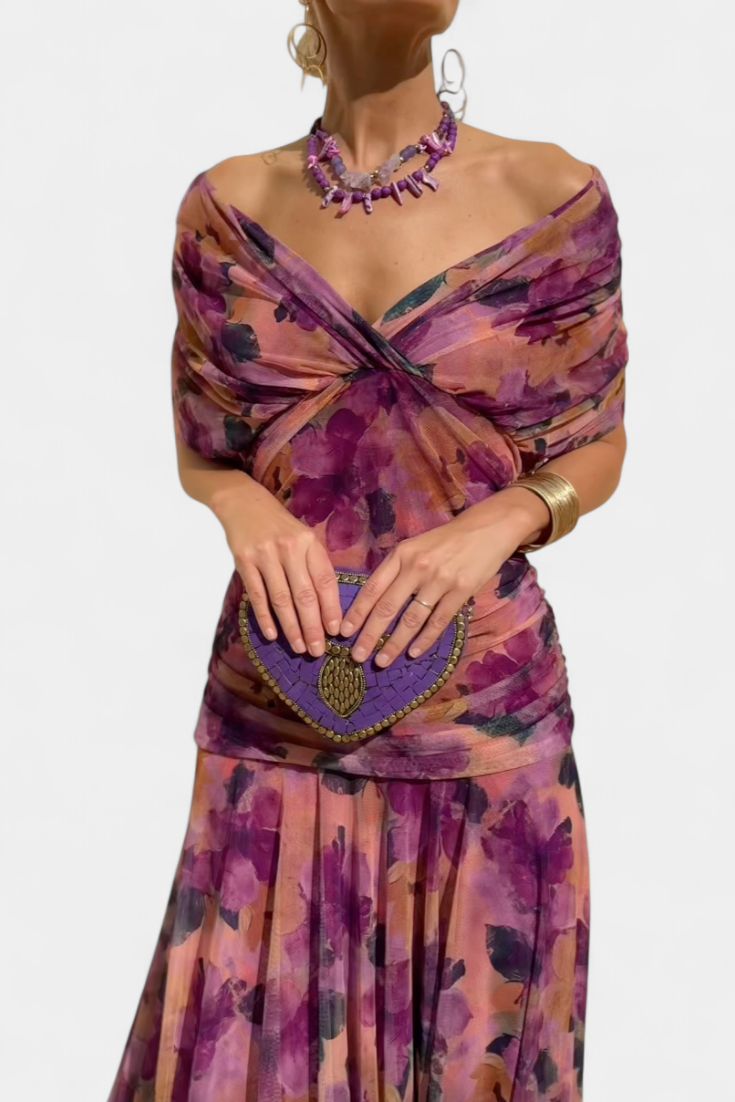 Women's Floral V Neck Maxi Dress