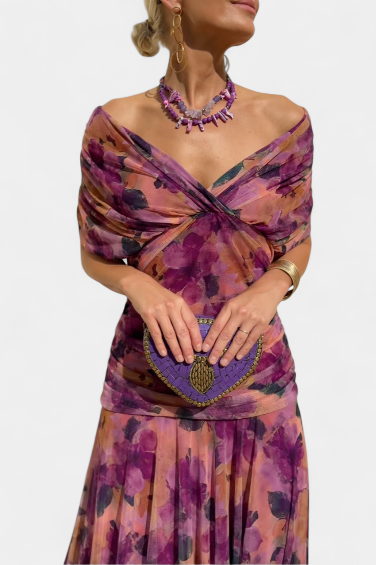 Women's Floral V Neck Maxi Dress