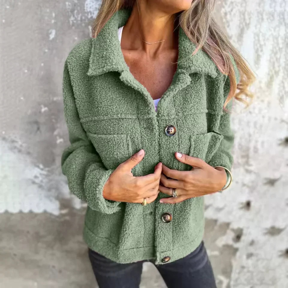 Women's Lapel Collar Button Jacket