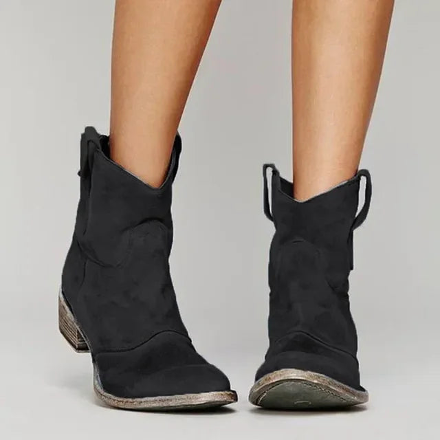 Women's Block Heel Western Ankle Boots