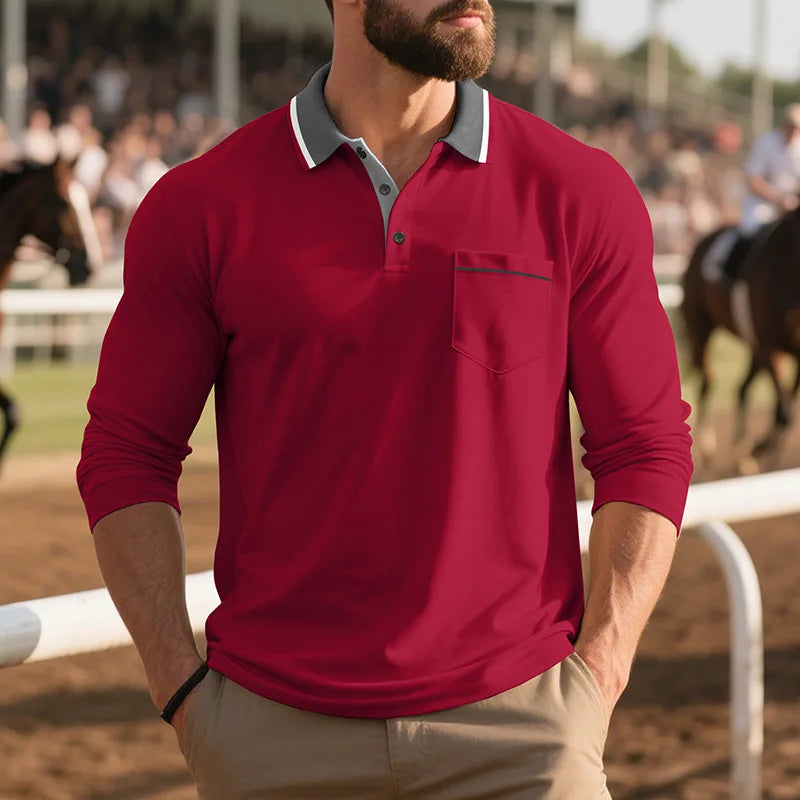 Men's Regular Fit Long Sleeve Polo