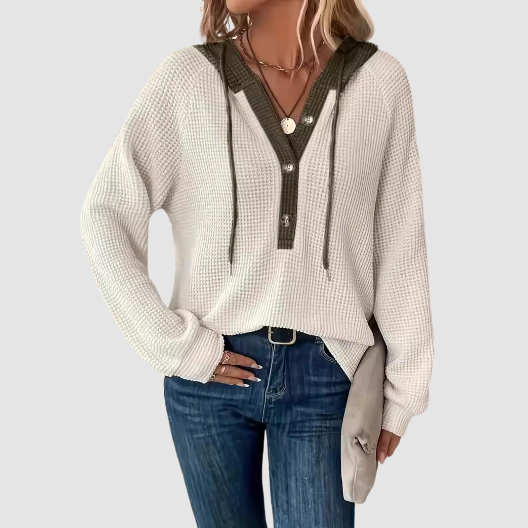 Women's Button Front Knit Hoodie