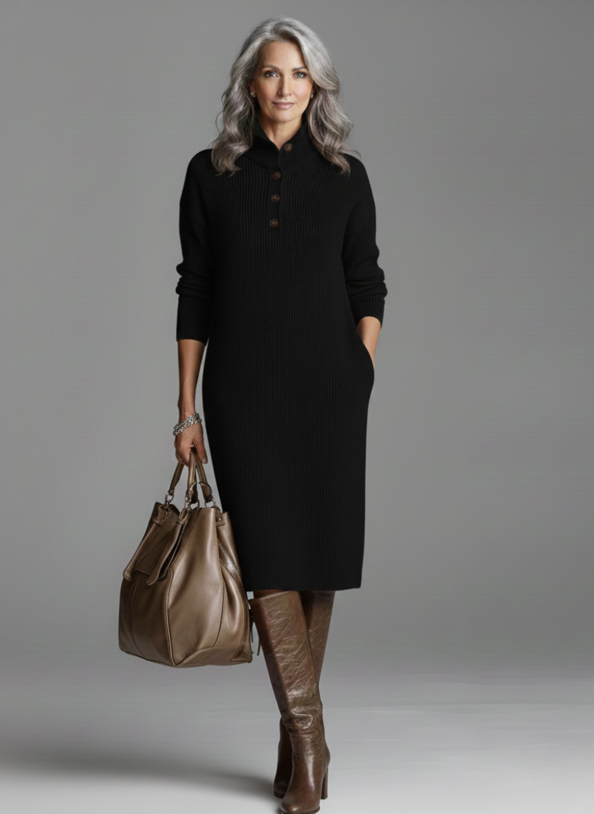 Women's Fitted Ribbed Midi Dress