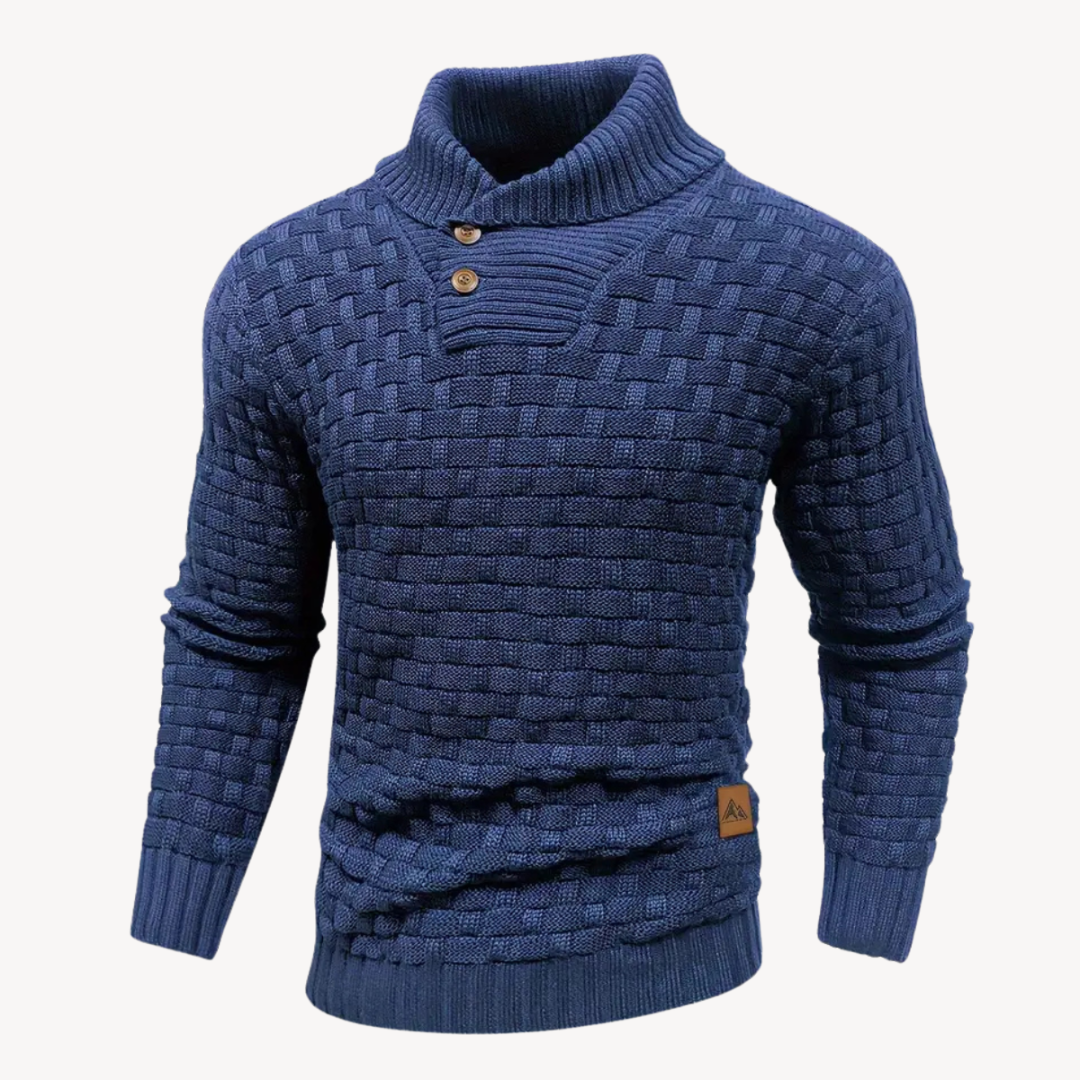 Men's Braided Texture Stand Collar Sweater