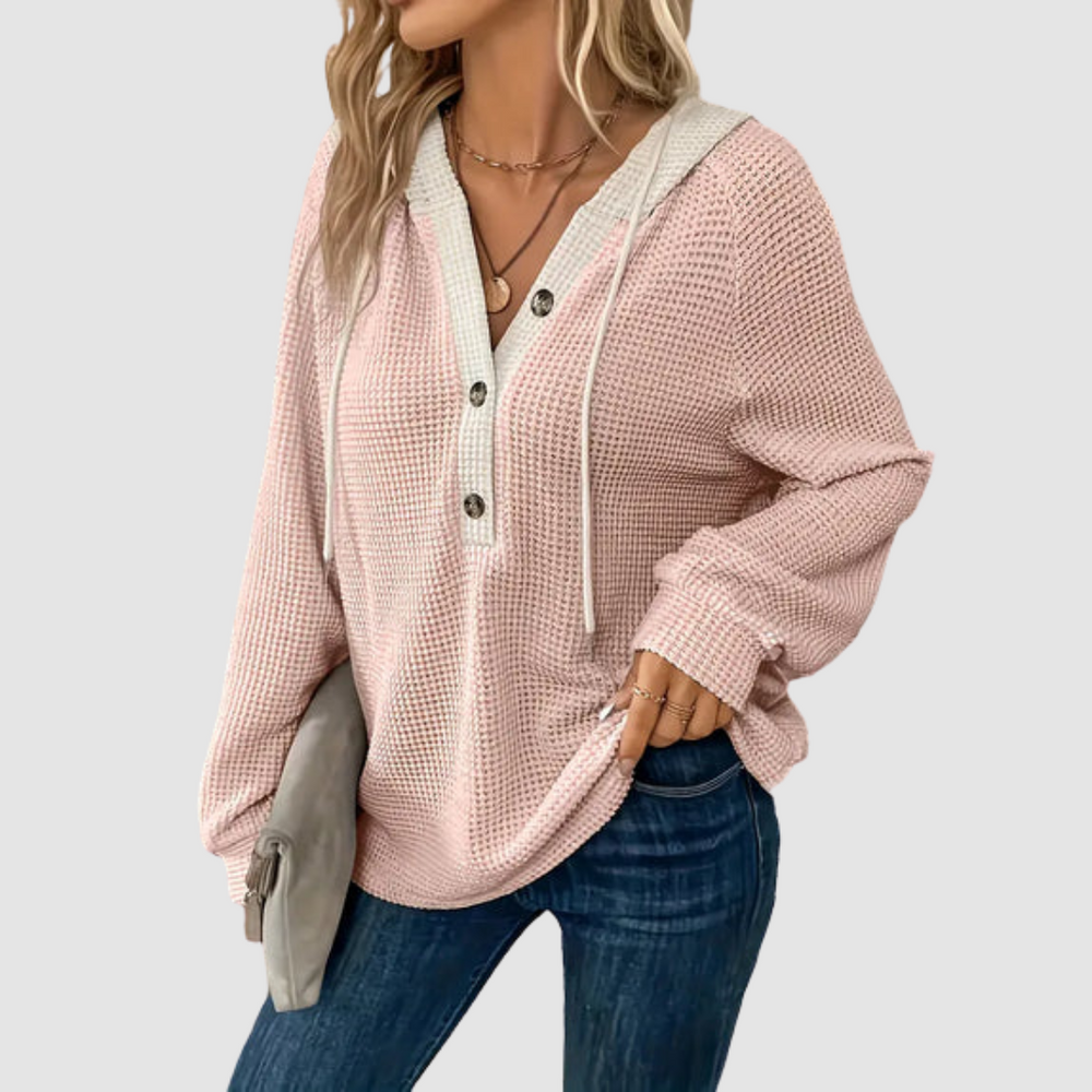 Women's Button Front Knit Hoodie