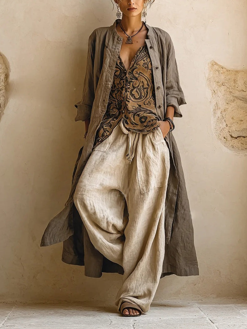 Women's Printed Three Piece Wide Leg Set
