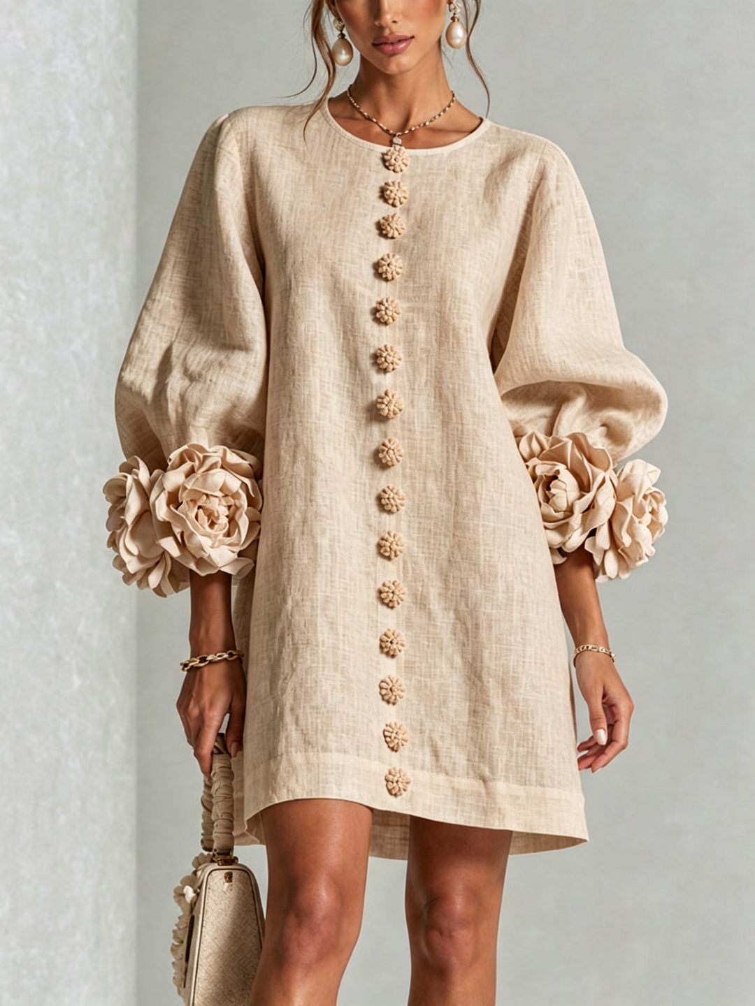Women's Long Sleeve Floral Mini Dress