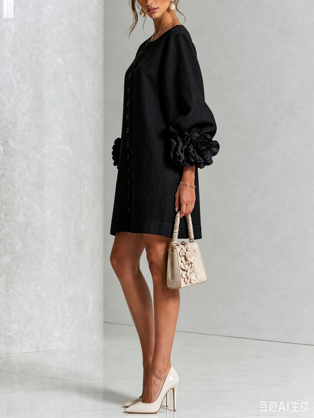 Women's Long Sleeve Floral Mini Dress