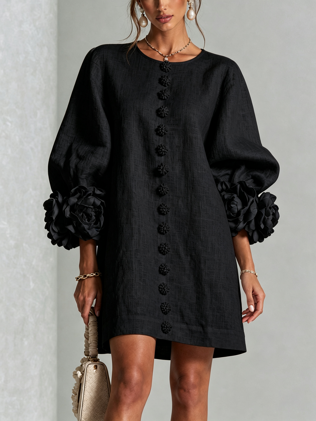 Women's Long Sleeve Floral Mini Dress