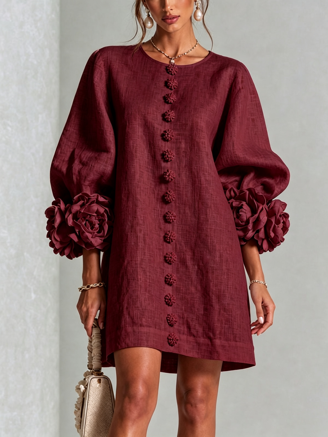 Women's Long Sleeve Floral Mini Dress