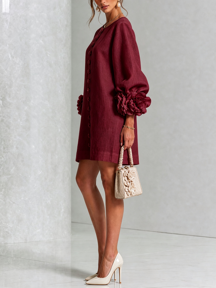 Women's Long Sleeve Floral Mini Dress