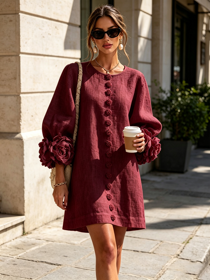 Women's Long Sleeve Floral Mini Dress